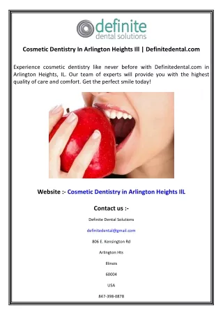 Cosmetic Dentistry In Arlington Heights Ill  Definitedental.com