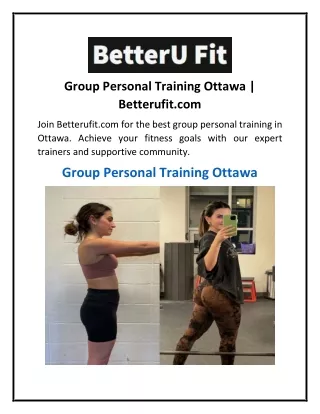 Group Personal Training Ottawa | Betterufit.com