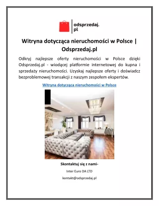 Witryna dotycząca nieruchomości w Polsce Odsprzedaj