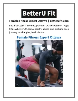 Female Fitness Expert Ottawa | Betterufit.com