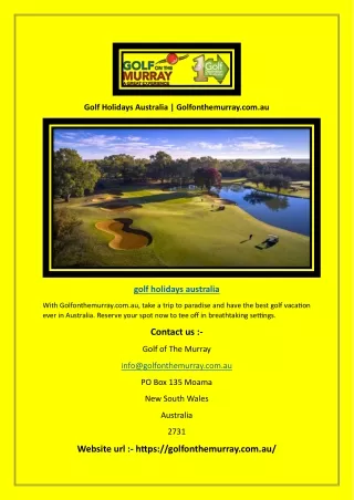 Golf Holidays Australia | Golfonthemurray.com.au