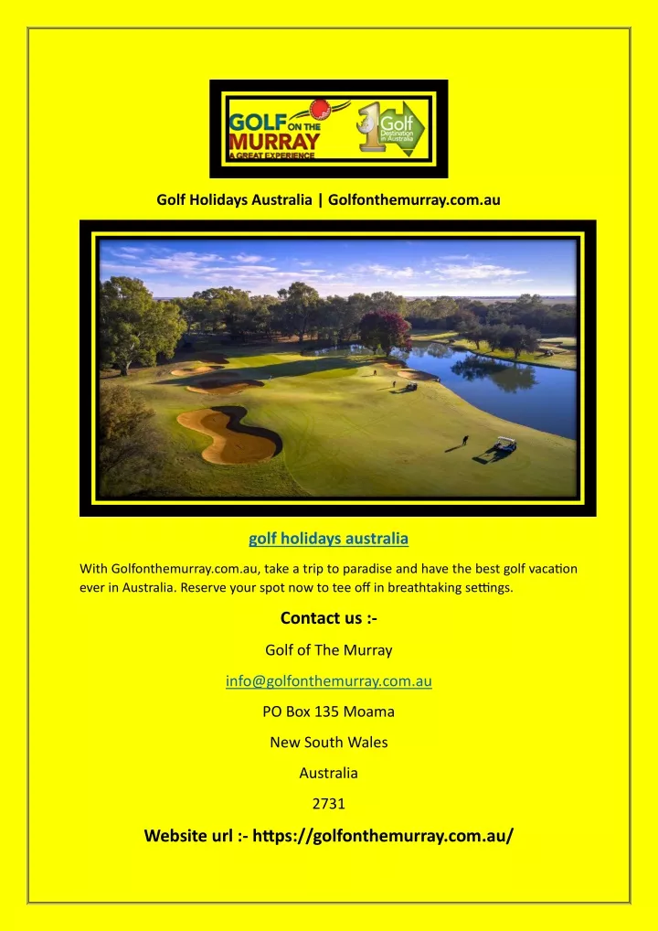 golf holidays australia golfonthemurray com au