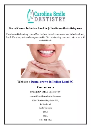 Ppt - Dental Clinic In Indian Land Sc Carolinasmiledentistry.com 