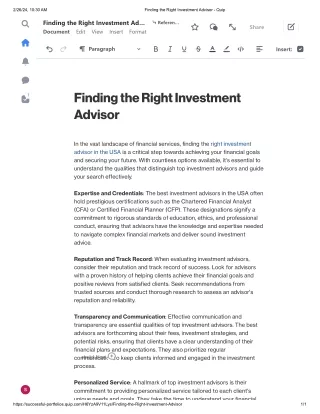 Finding the Right Investment Advisor - Quip