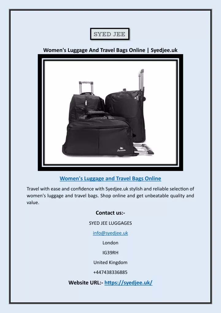 women s luggage and travel bags online syedjee uk