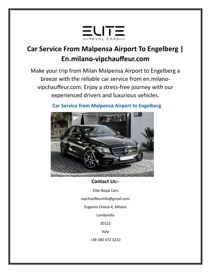 car service from malpensa airport to engelberg