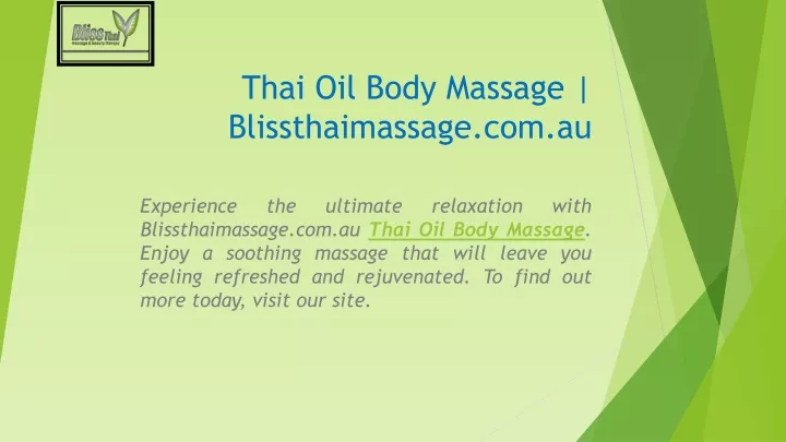 thai oil body massage blissthaimassage com au