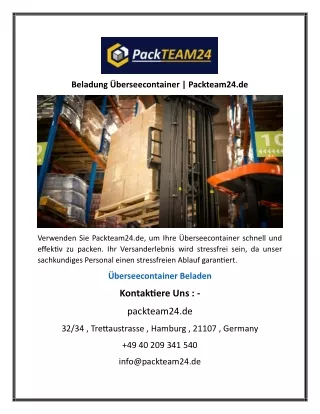 Beladung Überseecontainer | Packteam24.de