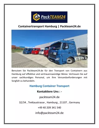 Containertransport Hamburg  Packteam24.de
