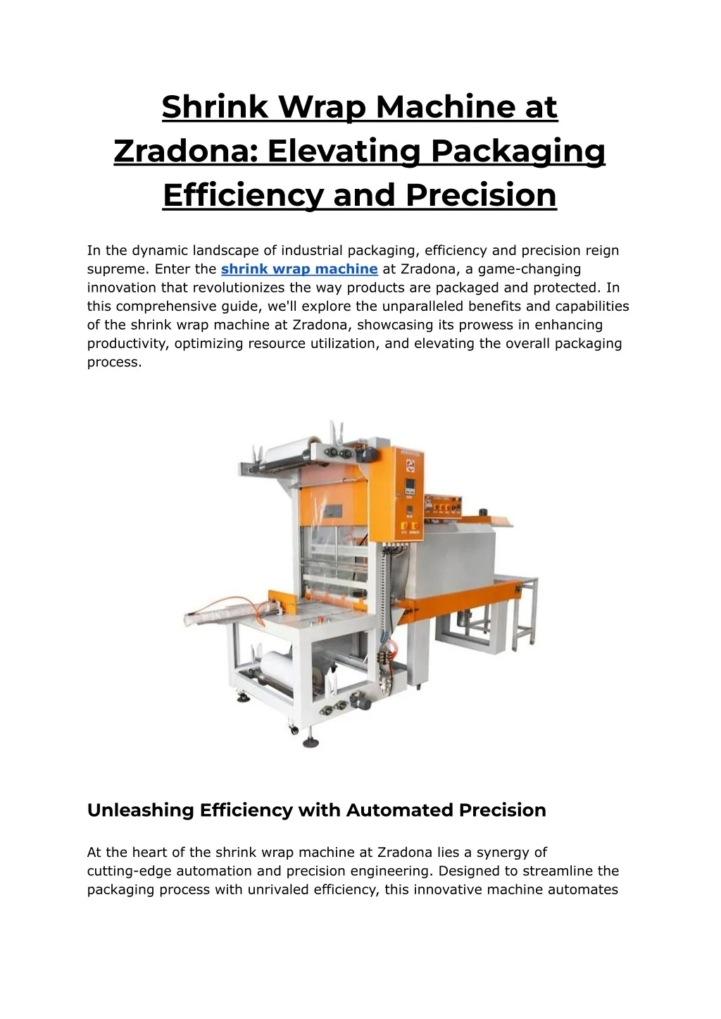 PPT - Shrink Wrap Machine at Zradona_ Elevating Packaging Efficiency ...
