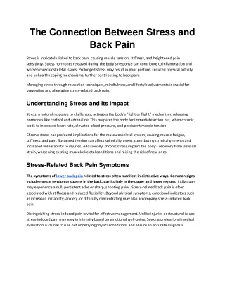 The Connection Between Stress and Back Pain