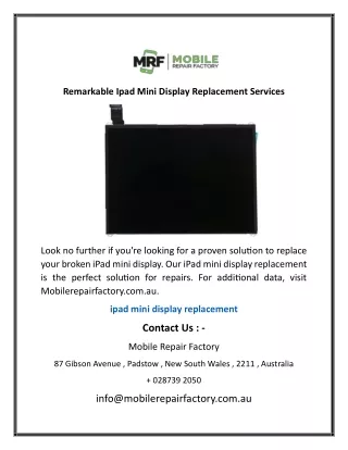 Remarkable Ipad Mini Display Replacement Services
