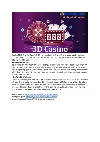 Bí quyết chiến thắng tại 3D Casino trên Bet168 Bio