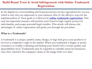 Build Brand Trust & Avoid Infringement with Online Trademark Registration
