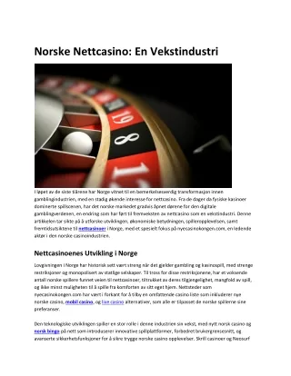 Norske Nettcasino En Vekstindustri