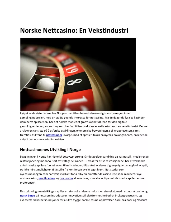 norske nettcasino en vekstindustri