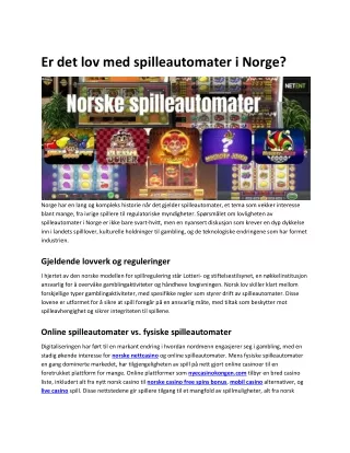 Er det lov med spilleautomater i Norge