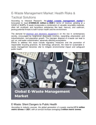 E-Waste Management Market: Health Risks & Tactical Solutions