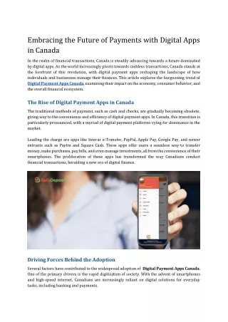 Embracing the Future of Payments with Digital Apps in Canada