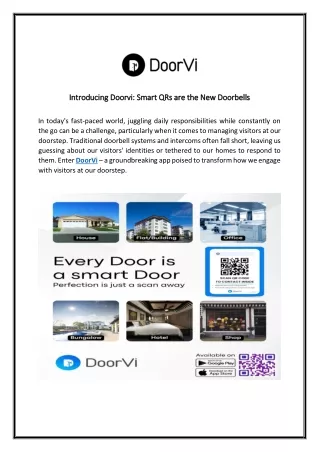 Introducing Doorvi Smart QRs are the New Doorbells