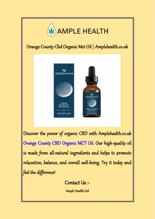 Orange County Cbd Organic Mct Oil  Amplehealth co uk