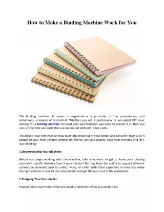 how to make a binding machine work for you