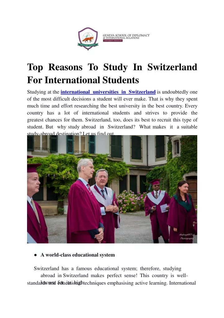 top reasons to study in switzerland