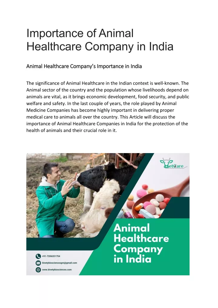 PPT Importance of Animal Healthcare Company in India PowerPoint