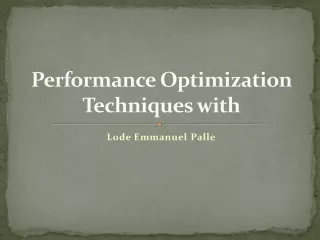 PerformanceOptimization Techniques with Lode Emmanuel Palle