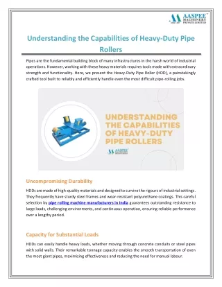 Understanding the Capabilities of Heavy-Duty Pipe Rollers