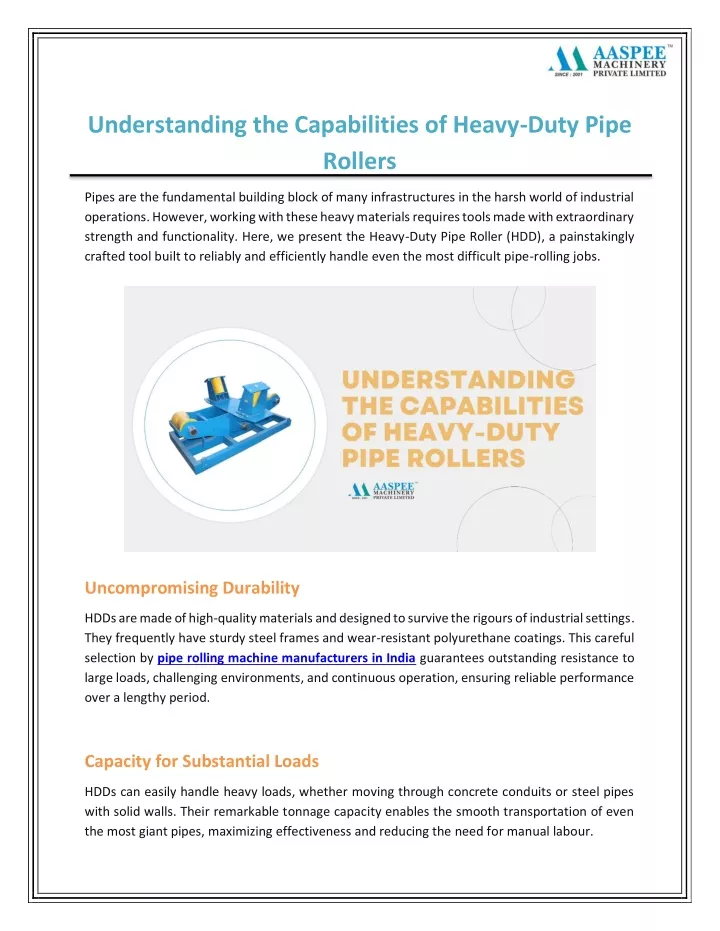 understanding the capabilities of heavy duty pipe