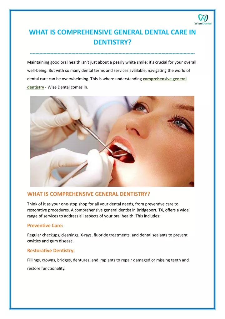 what is comprehensive general dental care