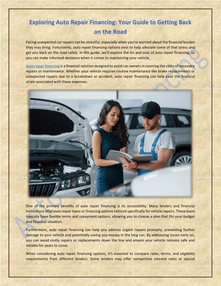 exploring auto repair financing your guide