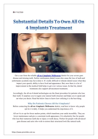 Substantial Details To Own All On 4 Implants Treatment