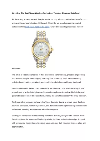 unveiling the best tissot watches for ladies