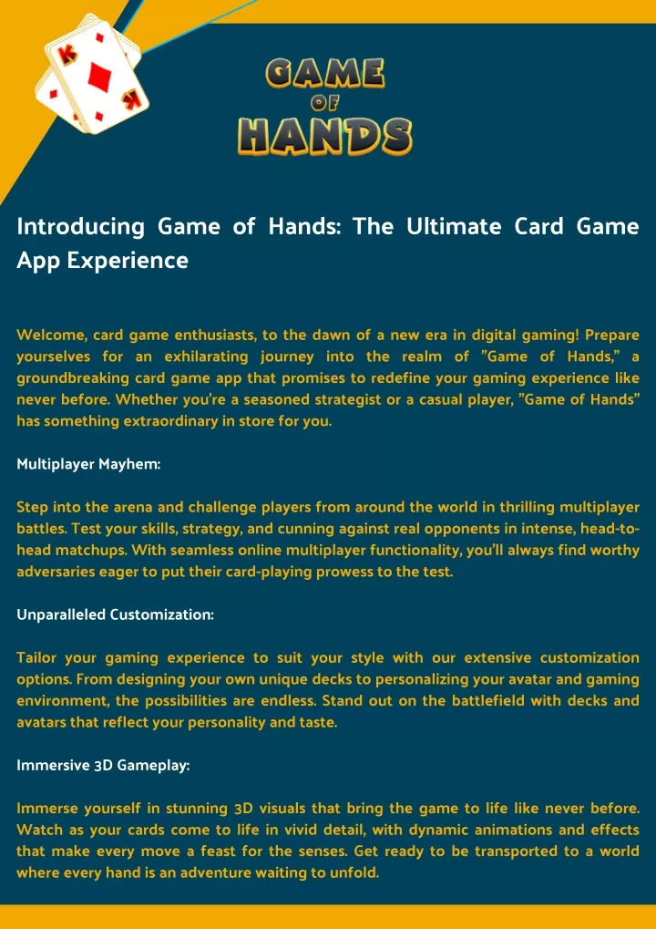 introducing game of hands the ultimate card game