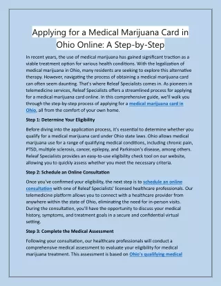 Applying for a Medical Marijuana Card in Ohio Online - A Step-by-Step Guide
