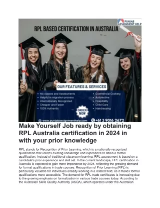 RPL Based Certification in Australia