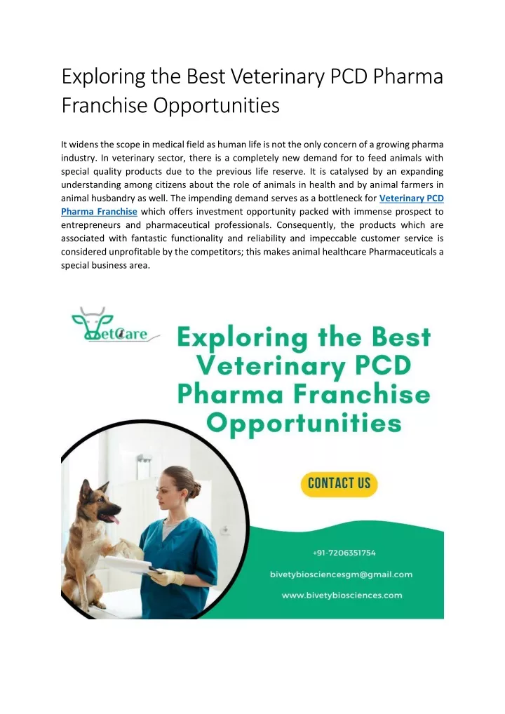 exploring the best veterinary pcd pharma