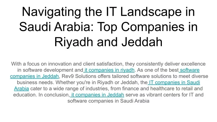 navigating the it landscape in saudi arabia