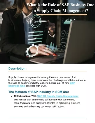 What is the Role of SAP Business One in Supply Chain Management