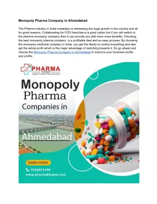 Monopoly Pharma Company in Ahmedabad