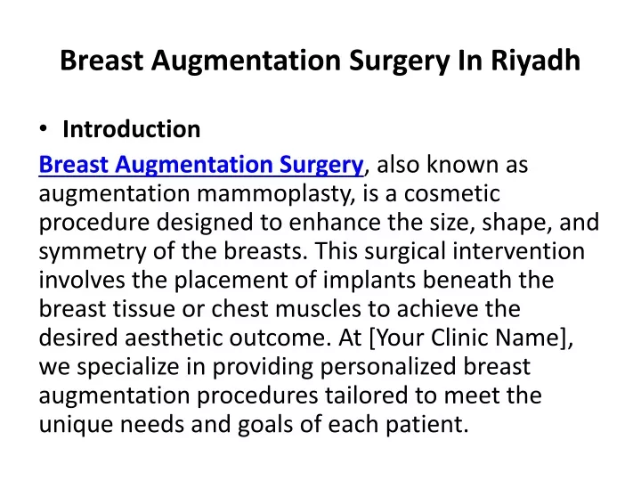 breast augmentation surgery in riyadh