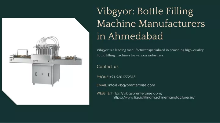 vibgyor bottle filling machine manufacturers