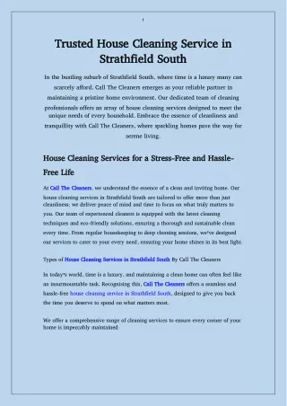 Best House Cleaning Services in Strathfield South Near Me