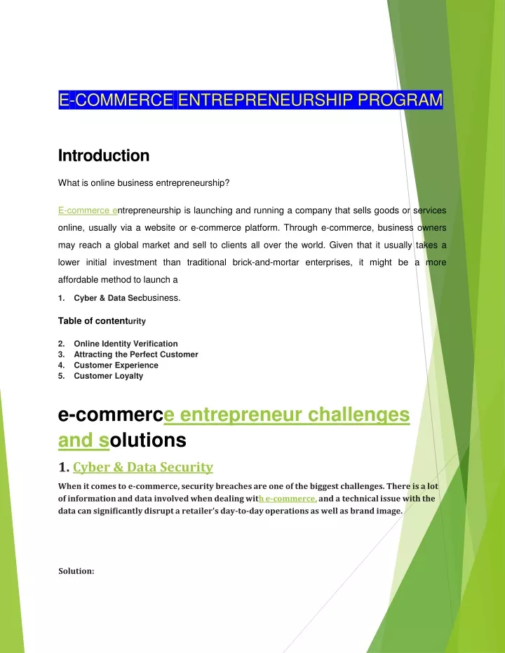e commerce entrepreneurship program