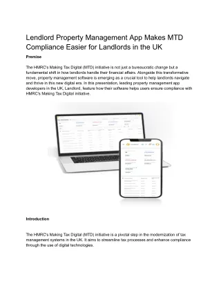 Lendlord Property Management App Makes MTD Compliance Easier for Landlords in the UK