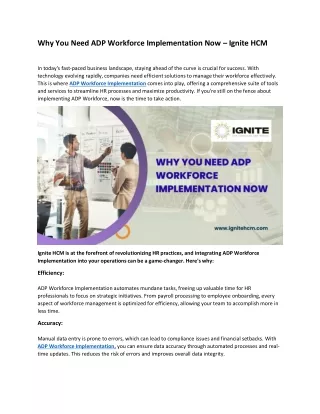 Why You Need ADP Workforce Implementation Now