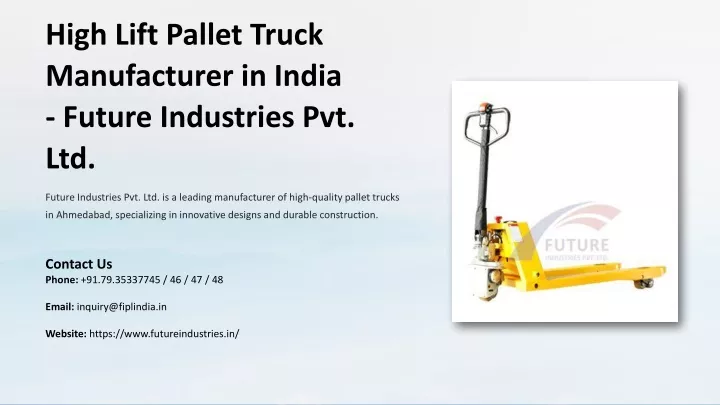 high lift pallet truck manufacturer in india