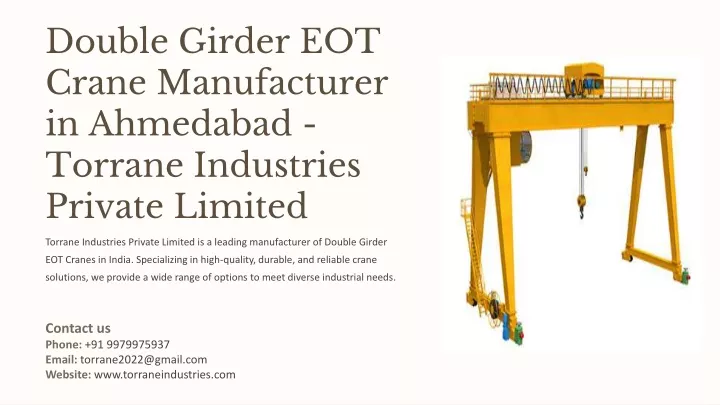 double girder eot crane manufacturer in ahmedabad